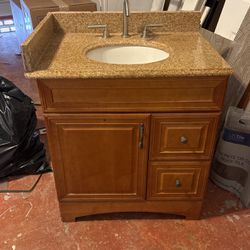 30 In Granite Top With Stainless Steel Faucet And Toilet Holder 