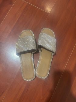 Rhinestone Flat Slide Sandals