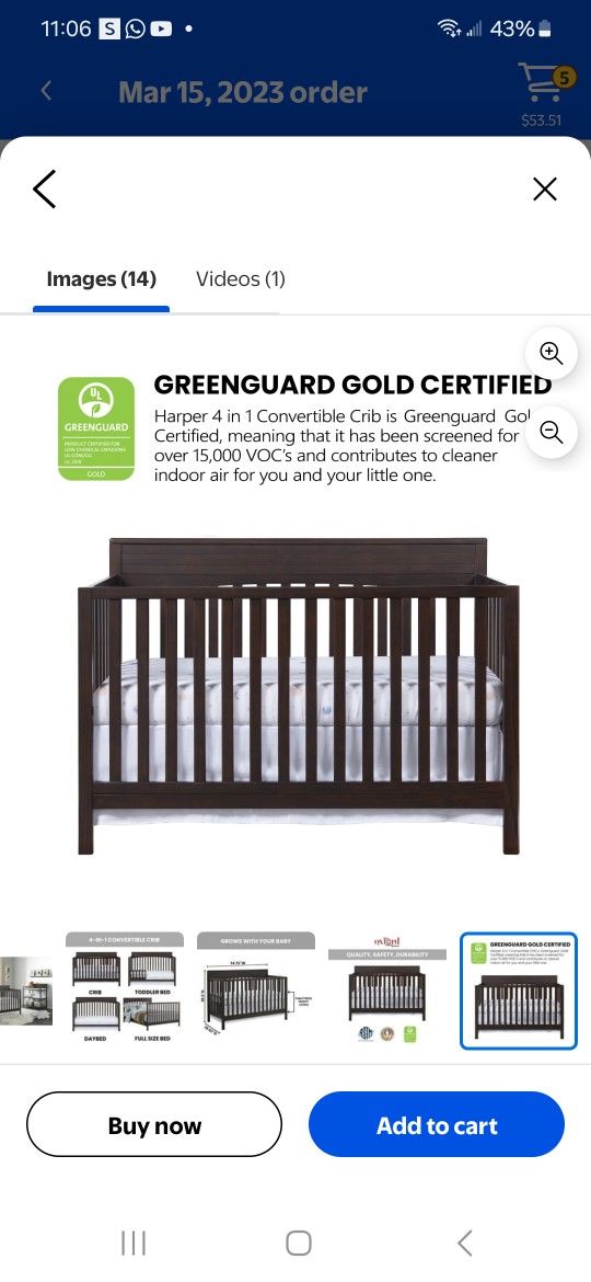 Oxford Crib With Mattress, Toy