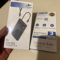 Portable Charger Power Bank, 10000mAh 22.5W PD Super Fast Charging Powerbank with Built-in USB C in&Out Cable, Slim External Phone Battery Pack for iP