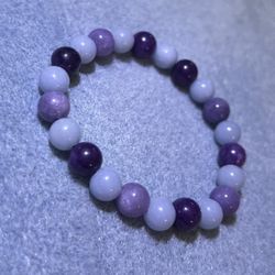 Elegant Purple,  Angelite and Lavender Beaded Bracelet  