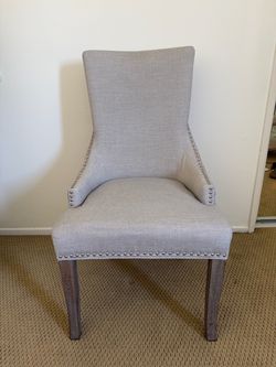 Gray Upholstered Accent Chair with Nailhead Trim