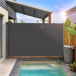 157.5" x 71" Side Awning, Patio Retractable Side Screen Awning, UV Resistant, Waterproof, Patio Privacy Screen for Garden, Balcony, Courtyard
