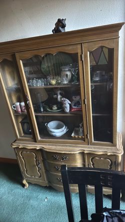 French Provincial China Cabinet Hutch