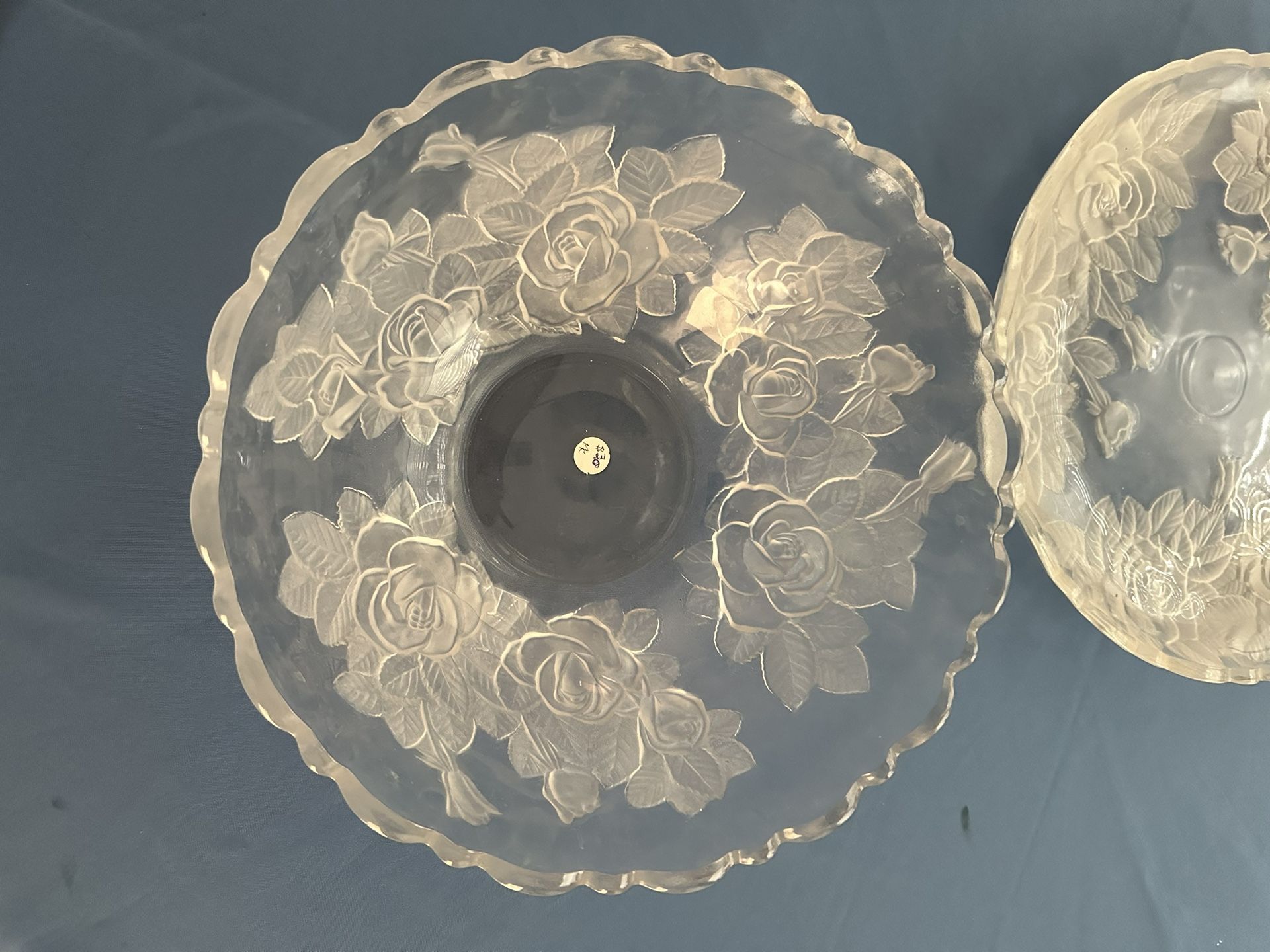 Vintage Mikasa Frosted Rose Platter And Large Bowl