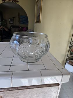 Vintage Crystal Happenings Grape Design Punch Bowl by Indiana Glass