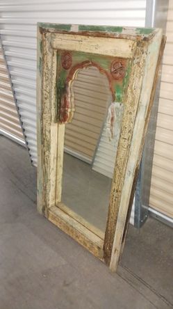 Old Wood Vintage Mid Century Mirror 