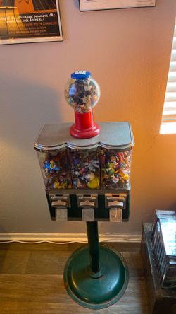 Antique Vending Machine with Vintage Toy Collection
