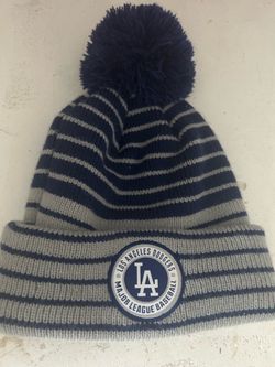 YOUTH navy blue/grey stripped dodgers beanie