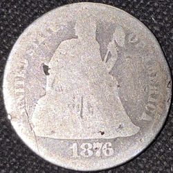 1876 CC CARSON CITY DIME 