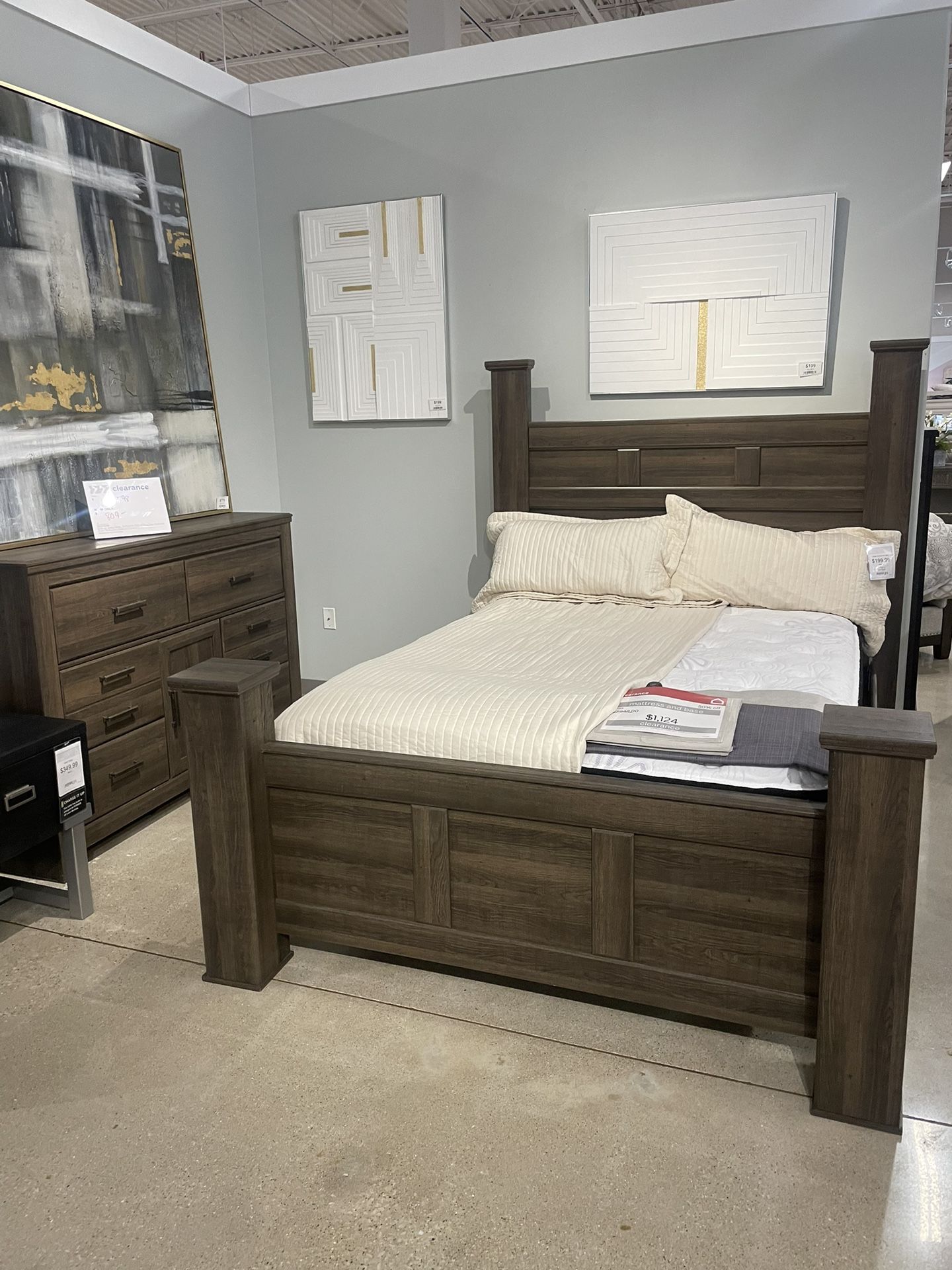 QUEEN BED AND DRESSER SET W/Mattress and Adjustable Base Option