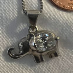 925 Sterling S / CZ elephant necklace