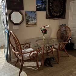 Glass table with chairs