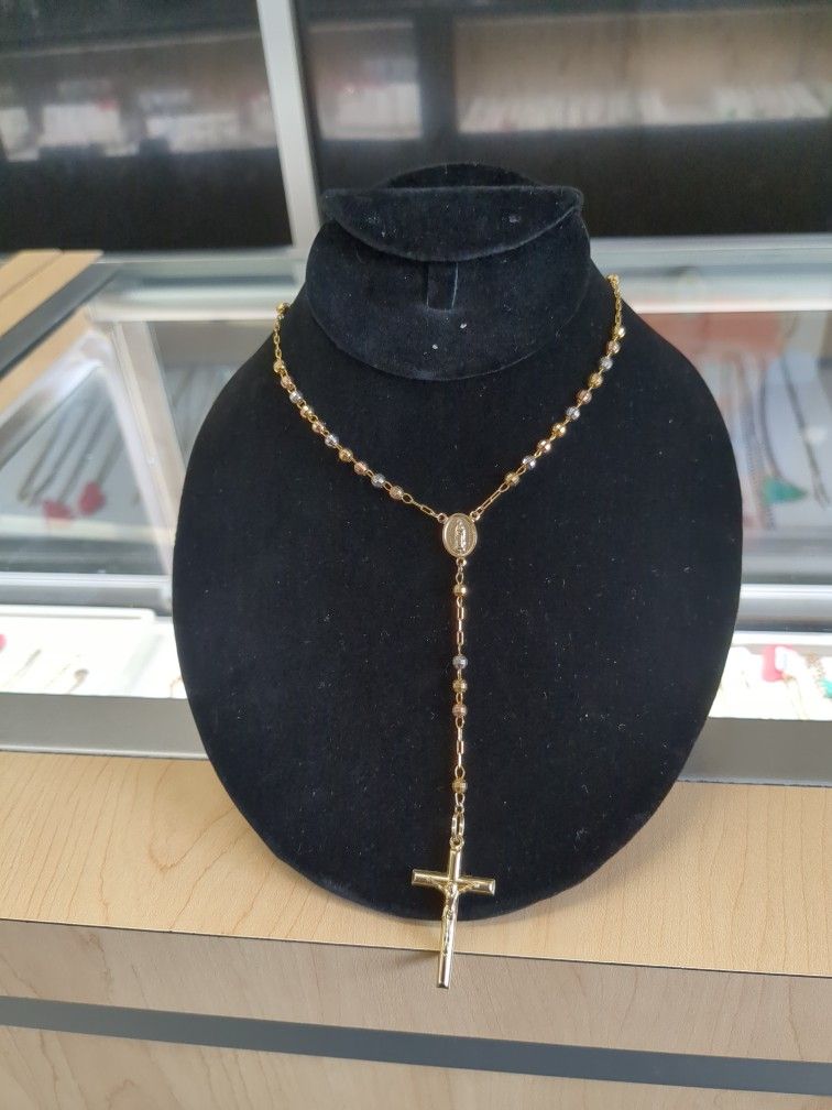 14k Gold Rosary Necklace 13.8 Grams 26 Long Layaway Available 10% Down If You Interested Please Ask For Maribel Thank You