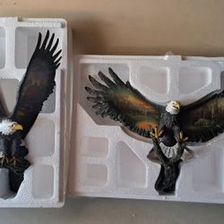 Set of 3 Bradford Exchange Limited Edition Wall Mounted 3-D Eagles EUC