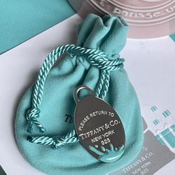 Tiffany & Co. Return To Tiffany Silver Blue Splash Large Oval Charm NEW $375