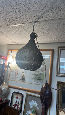 Hanging brass lamp