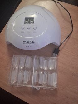 NAILGIRLS UV LED lamp, SUN X7 Plus model and 200+ various size clear dual nail forms