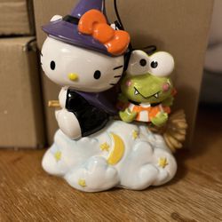 Hello Kitty Witch With Keroppi Blue Sky Halloween Ceramic