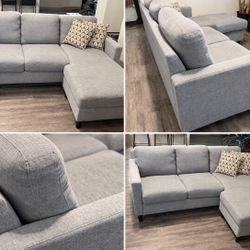 Living Spaces Gray L-Shaped Sectional with Chaise (80”wide)