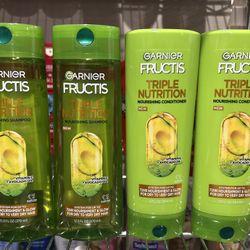 GARNIER FRUCTIS TRIPLE NUTRITION SHAMPOO & CONDITIONER 4 FOR $12.00