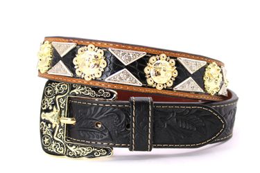 Western Belt Cowboy Gold Silver Black Brown Longhorn Concho Horse Concho Belt for Pant 28 30 32 34 36 38 Cinto Vaquero