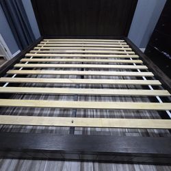 California King Bed Dark Walnut Black