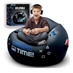 Inflatable Gaming Chair for Kids & Teens with Cup Holders and Side Pocket - This Air Gaming Bean Bag Chairs for kids is The Perfect Furniture for Game
