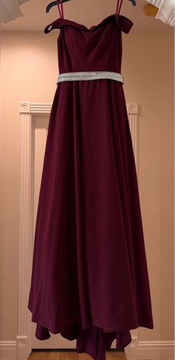Burgundy Formal Gown with Rhinestone Belt