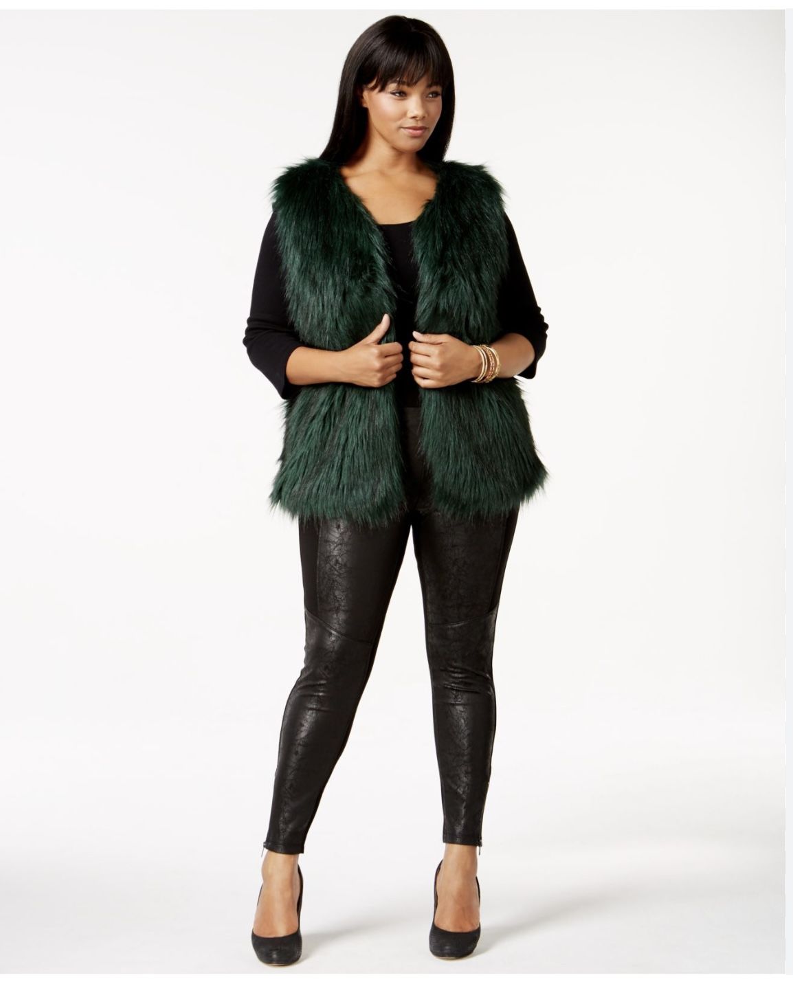 NEW GREEN JESSICA SIMPSON FAUX FUR VEST
