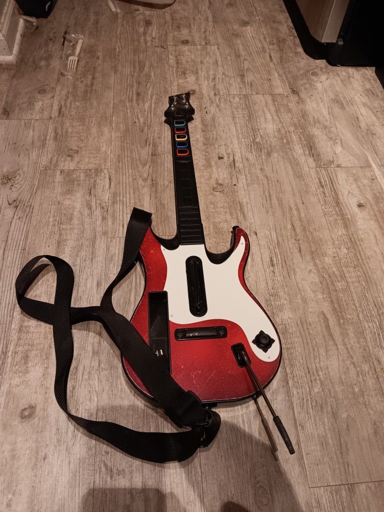 Nintendo Wii Guitar Hero Wireless Controller 95911 Red White Starburst-TESTED