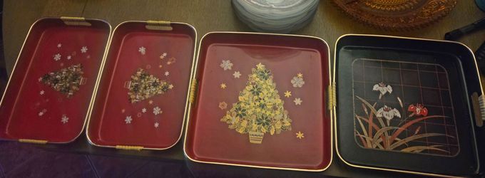 Vintage Decorative Metal Serving Trays Set of 4