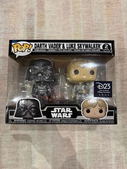 Funko Pop D23 Star Wars Darth Vader & Luke Skywalker 2024 2-Pack Metallic Figure
