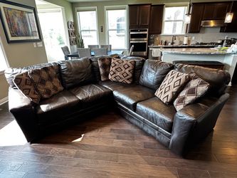Brown leather sectional