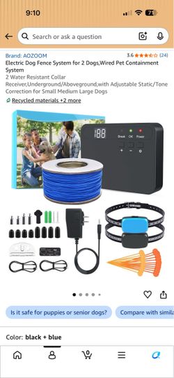 AOZOOM Wired Electric Dog Fence System for 2 Dogs