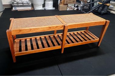 New with tags cane wooden bench 52” wide