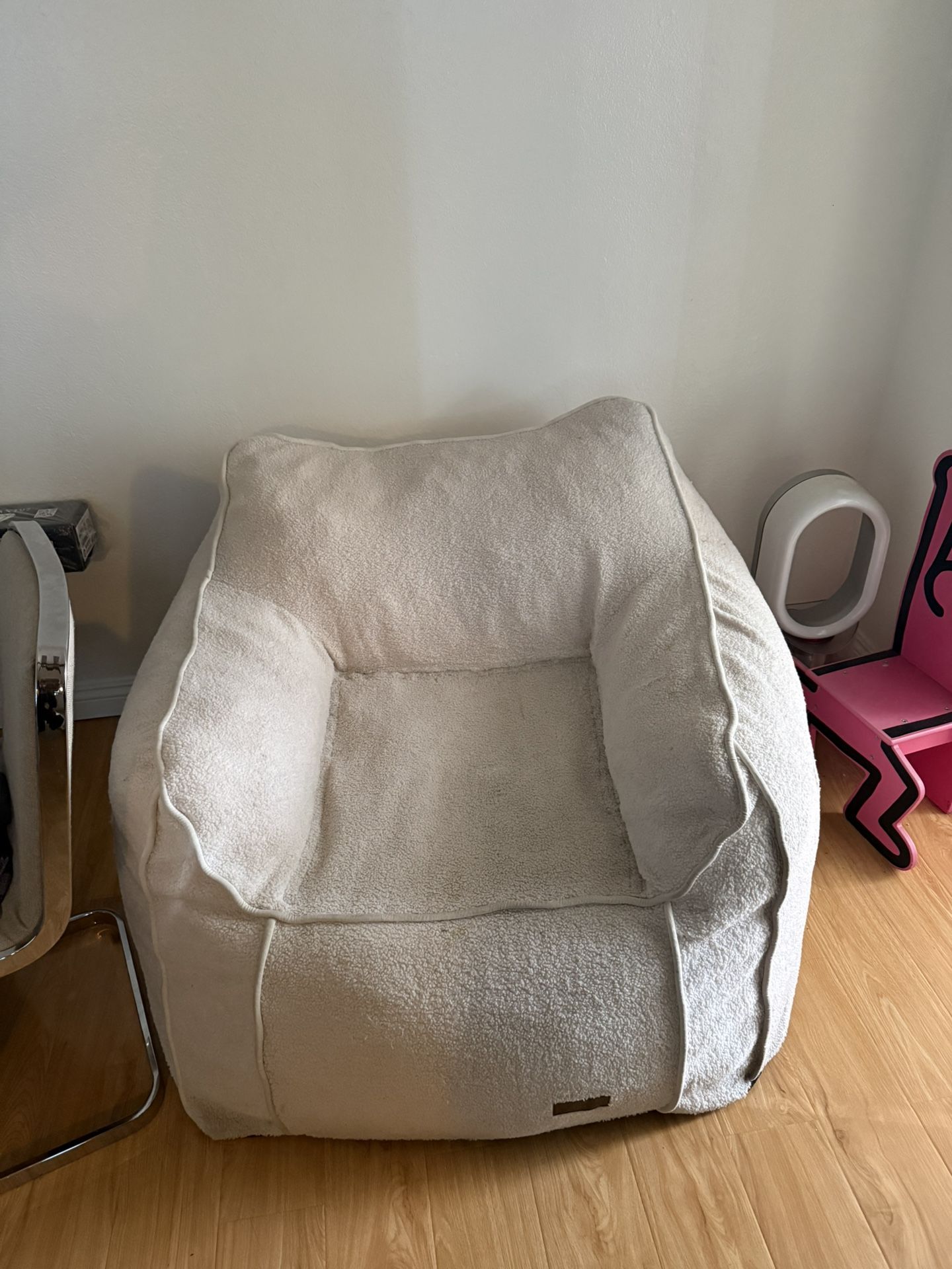 white beanbag teddy fabric sofa chair