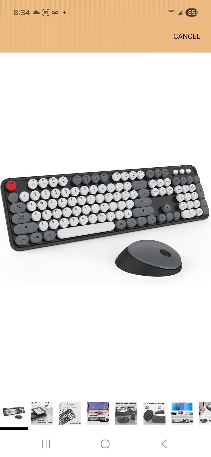 Retro Wireless Keyboard & Mouse Combo $25