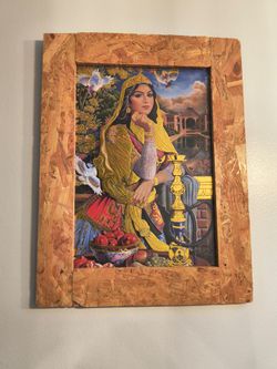 Classic Qajar style - A Beautiful Iranian princess in a paradise garden 50x70 Cm