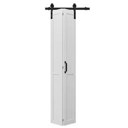 25 in. x 84 in. Paneled White Primed H Shape MDF Pre-Drilled Easy Assembly Bifold Sliding Barn Door
