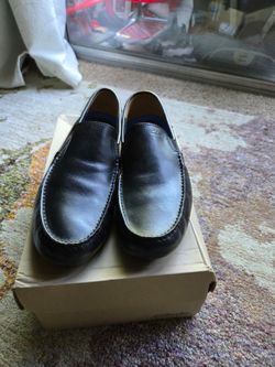 Clarks Black Leather Slip-On Loafers