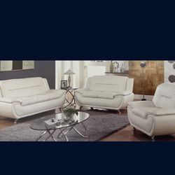 Modern Style Leather Three Piece Couch Set