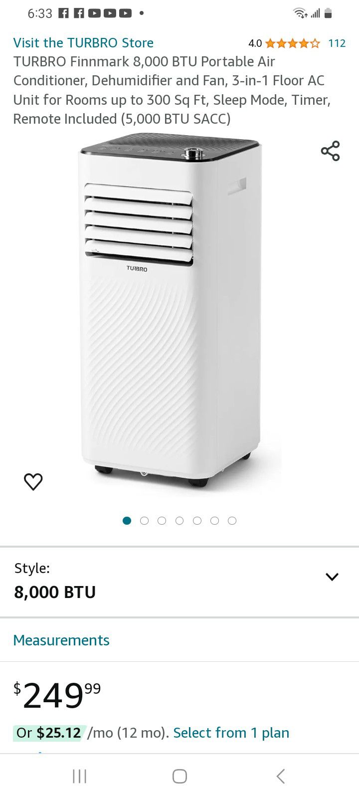 New 8000 BTU Stand Alone Air Conditioner 