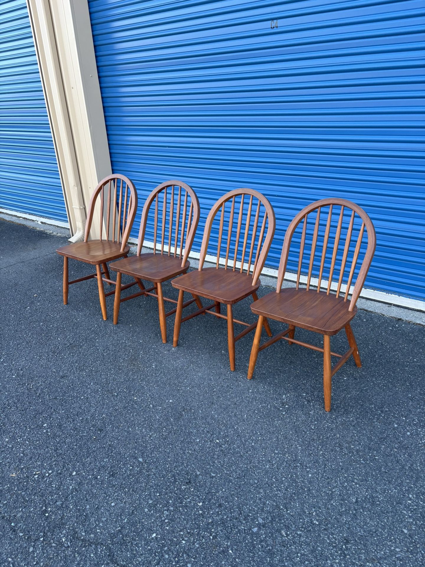 Mid Century Modern Solid Teak Windsor Dining Chairs