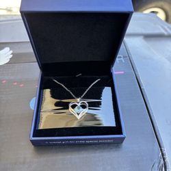 Aquamarine Heart Pendant Necklace 