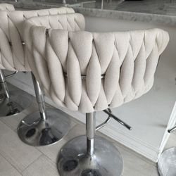 Swivel Bar Stools – Set of 2– Adjustable Height – Modern Beige