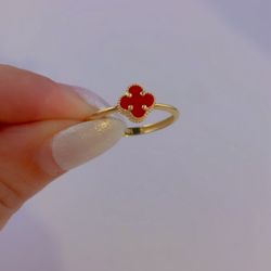 14k Red Clover Ring 