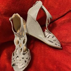 Silver Sparkly Sparkle Heels/wedges 