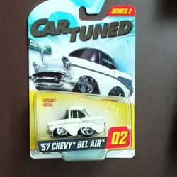 57 CHEVY BELAIR WHITE CAR TUNED CAR TOY CAR 