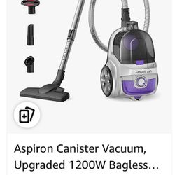 Aspiron Canister Vacuum, Upgraded 1200W Bagless 